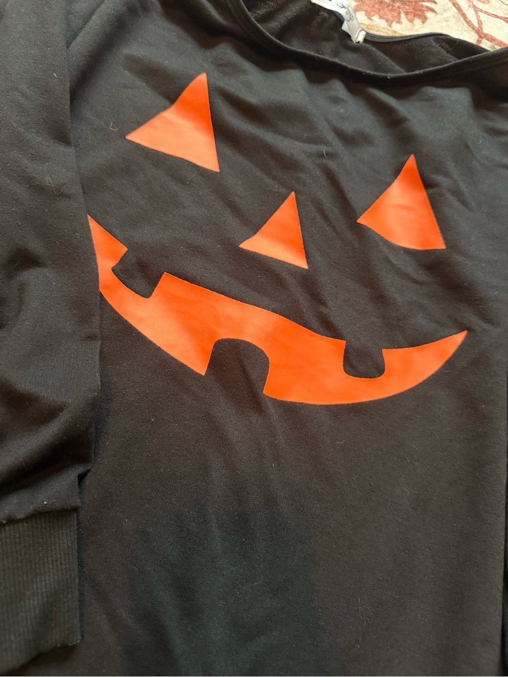Black Halloween Pumpkin Face Sweatshirt - Picture 2 of 3